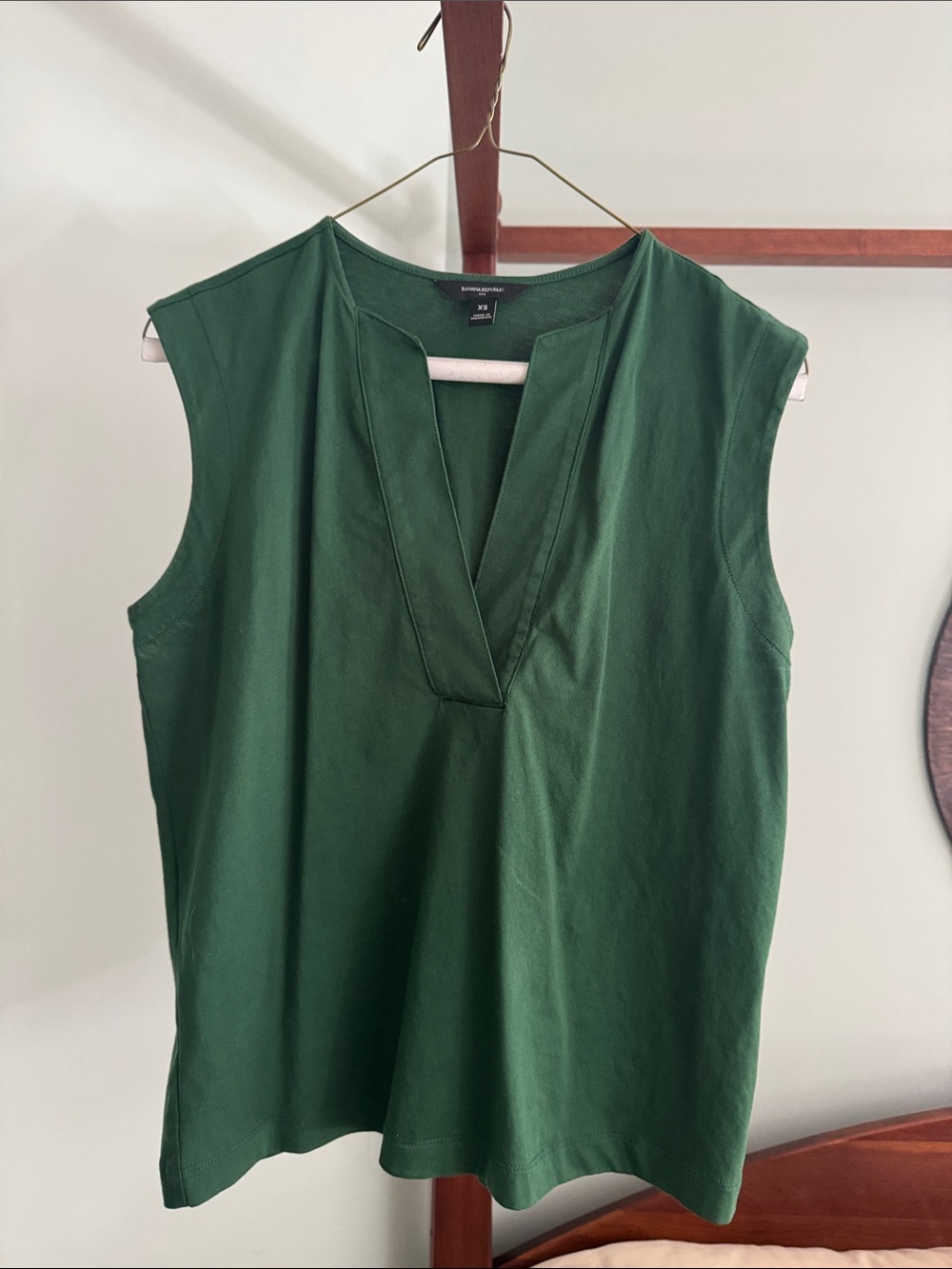 Banana Republic Forest Green Sleeveless V-Neck Top